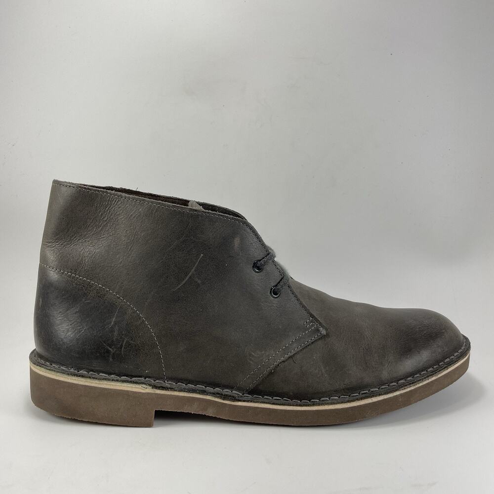 Clarks Bushacre 2 Gray Distressed Leather Chukka Boot Men's Size 11.5 Brown